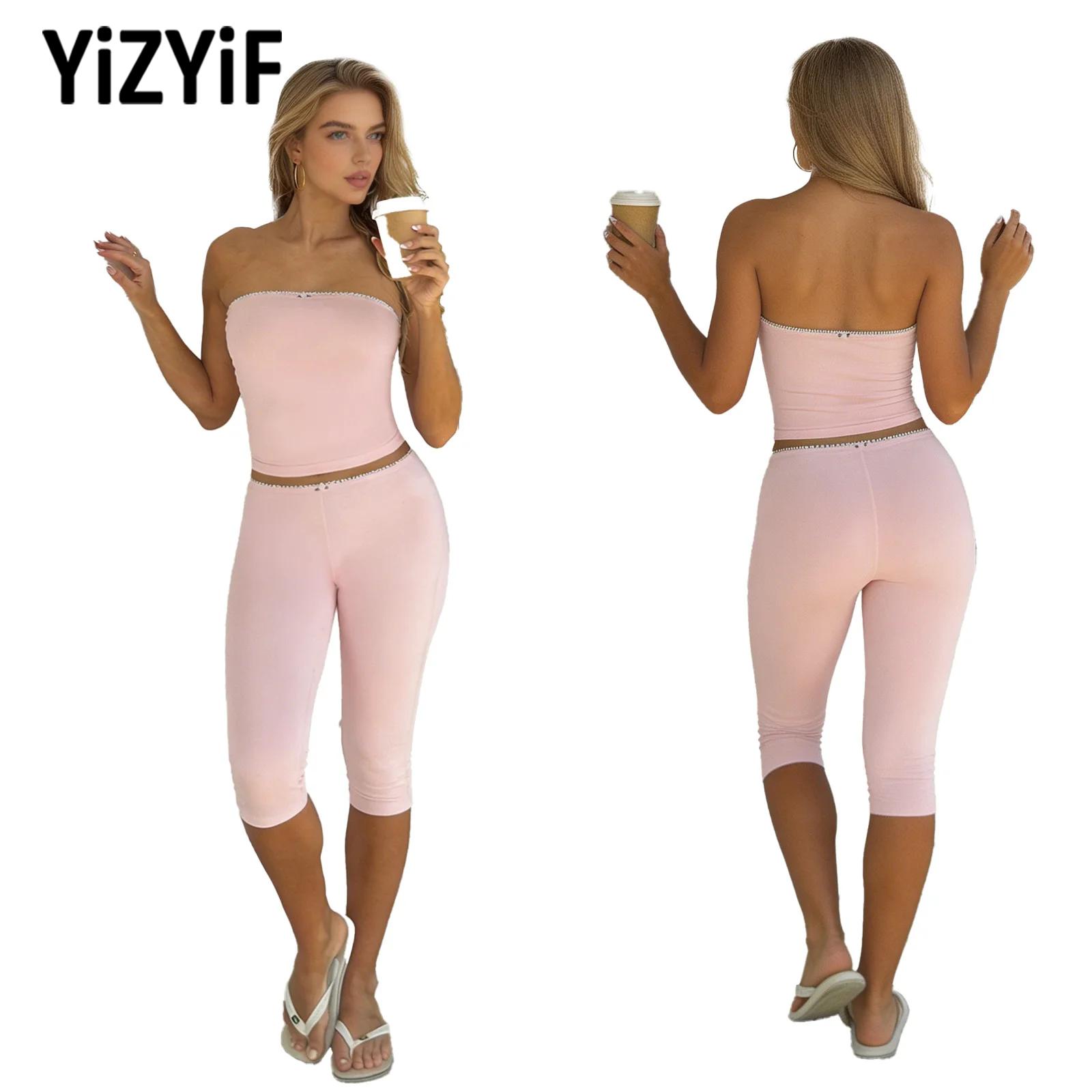 Pilates Yoga Youtube - Damen-Yoga-Outfit, trägerloses Tube-Top mit elastischem Bund,