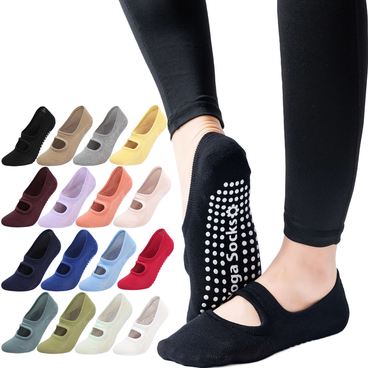 Pilates Yoga Fitness - Hochwertige Damen Yoga-Socken Rutschfest Atmungsaktiv Rückenfreie
