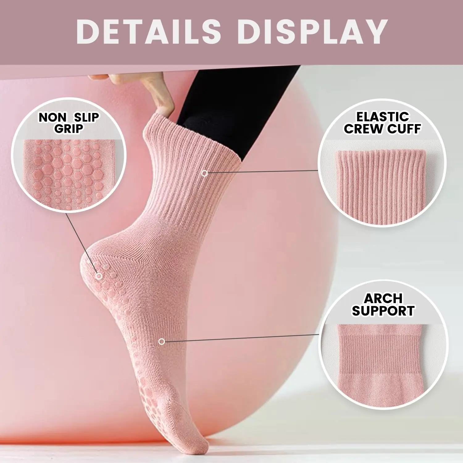 4 Paar Damen-Yoga-Socken, einf – Pilates Yoga Origin Bewertung und Preis